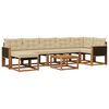 vidaXL Buiten bankenset met kussen 8 pcs Natuurlijk en Beige