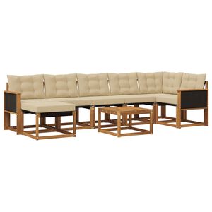 vidaXL Buiten bankenset met kussen 8 pcs Natuurlijk en Beige