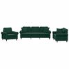 vidaXL 3-delige Loungeset met kussens fluweel donkergroen