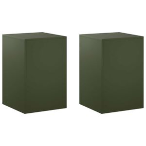 vidaXL Plantenstandaard 2 pcs Olijfgroen 40 x 40 x 60 cm Staal