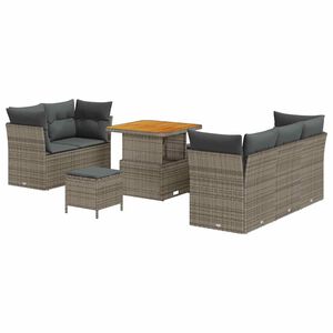 vidaXL Tuin Sofa Set met kussen 8 pcs Grijs poly rattan