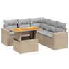 vidaXL 6-delige Loungeset met kussens poly rattan beige