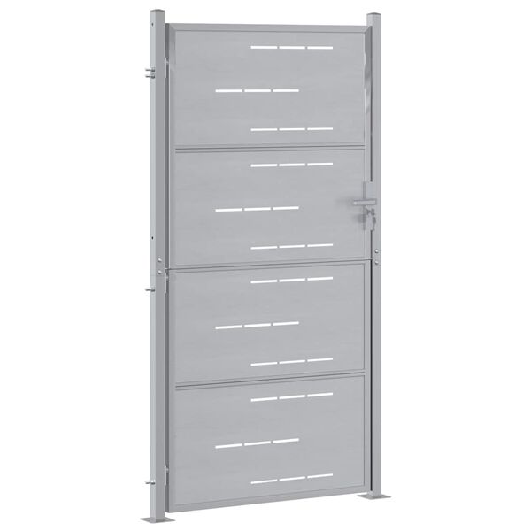 vidaXL Tuinpoort met slot Zilver 96 x 180 cm Roestvrij staal
