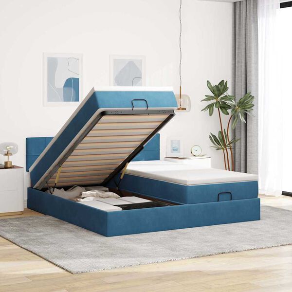 vidaXL Ottoman bed met matrassen en LED's 180x200cm fluweel