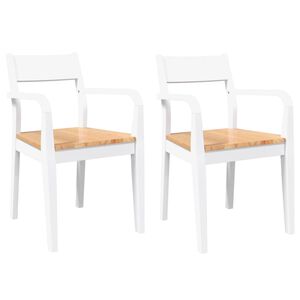 vidaXL Eetkamerstoelen 2 st massief hout rubber wit