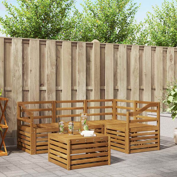 vidaXL Buiten bankenset 5 pcs Naturel Massief Acaciahout