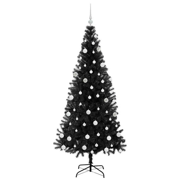 vidaXL Kerstboom met 300 LED met standaard Zwart 180 cm PVC