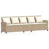 vidaXL Tuinbank met kussens poly rattan beige