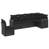 vidaXL 6-delige Loungeset met kussens poly rattan zwart