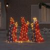 vidaXL 3 Wijze Mannen Kerstverlichting 3 pcs Warmwit 105 cm Stof