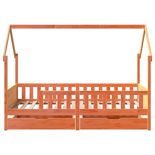 vidaXL Kinderbedframe met lades 80x200 cm massief grenenhout