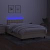 vidaXL Boxspring met matras en LED stof cr&egrave;mekleurig 120x200 cm