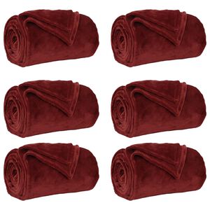 vidaXL Kleden 6 st Bordeaux Rood 240 x 270 cm 10.11 kg Fleece