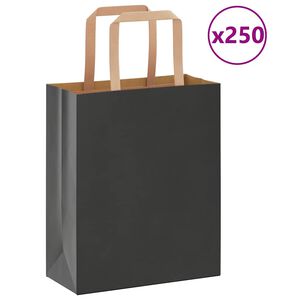 vidaXL Papieren zakken 250 st met hengsels 18x8x22 cm zwart