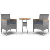 vidaXL 3-delige Tuinset poly rattan grijs