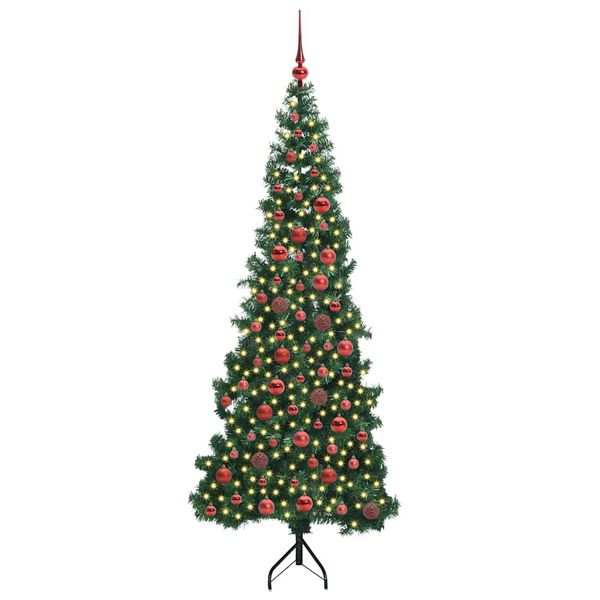 vidaXL Hoek Kunstkerstboom met 300 LED Groen 180 cm PVC en Metaal