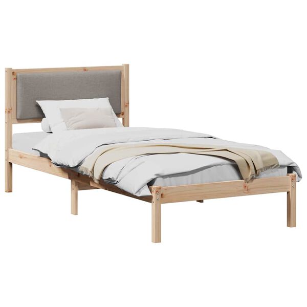 vidaXL Bedframe met hoofdeinde Taupe 100 x 200 cm Massief grenenhout