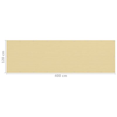 vidaXL Balkonscherm 120x400 cm HDPE beige