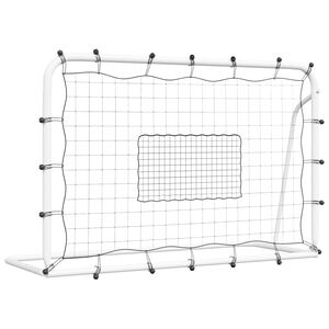 vidaXL Voetbalrebounder 184x61x123 cm staal en PE wit en zwart