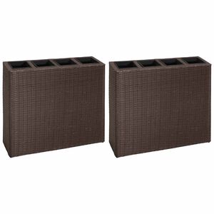 vidaXL Plantenbak verhoogd met 4 potten 2 st poly rattan bruin