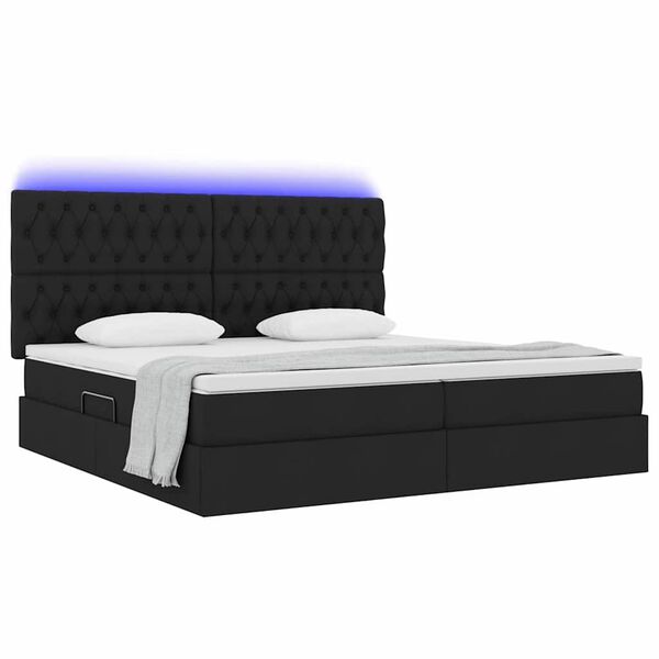 vidaXL Opbergbed met LED met matras Zwart 200 x 200 cm Polyester