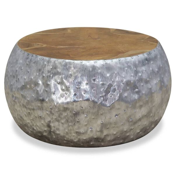 vidaXL Salontafel 60x60x30 cm aluminium teakhout