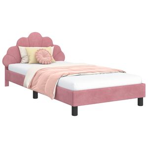 vidaXL Bedframe voor kinderen met hoofdbord Roze 80 x 200 cm Fluweel