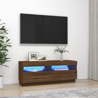 vidaXL Tv-meubel met LED-verlichting 100x35x40 cm bruin eikenkleur