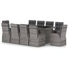 vidaXL 11-delige Tuinset met kussens poly rattan grijs