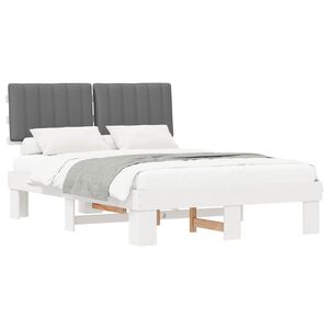 vidaXL Bedframe met Gevoerd Hoofdgedeelte Lichtgrijs 140 x 200 cm