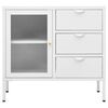 vidaXL Dressoir 75x35x70 cm staal en gehard glas wit