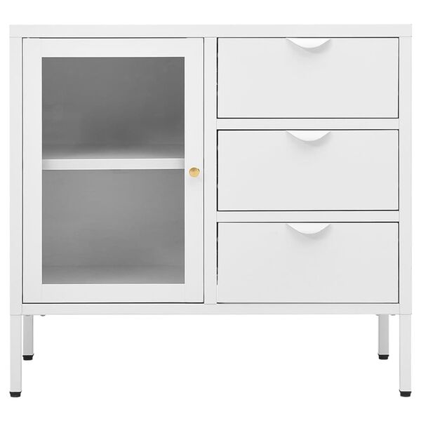 vidaXL Dressoir 75x35x70 cm staal en gehard glas wit