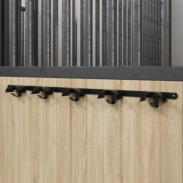 vidaXL Hoofdstelhouder voor 5 hoofdstellen met 5 haken ijzer zwart