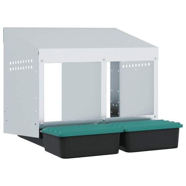 vidaXL Kippennestkast 2 compartimenten wandmontage gegalvaniseerd staal