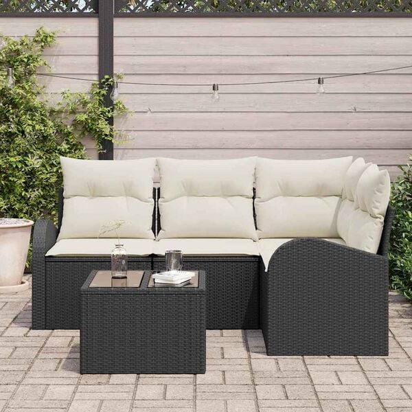 vidaXL Tuin Sofa Set 5 pcs Zwart poly rattan