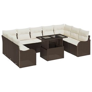 vidaXL Tuin Sofa Set 10 st 9-Aantal zitplaatsen Bruin Poly Rattan