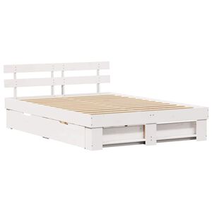 vidaXL Bedframe met hoofdeinde Wit 140 x 200 cm Massief grenenhout