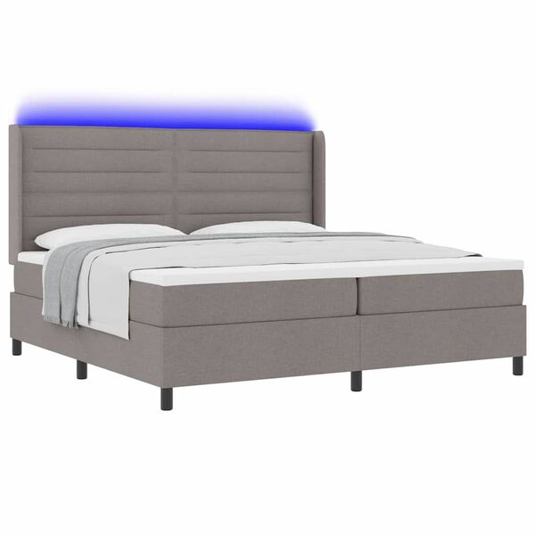 vidaXL LED Box Spring Bed met matras Taupe 200 x 200 cm Stof