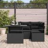 vidaXL Tuin Sofa Set met kussen met opslag 5 pcs Zwart Poly riet