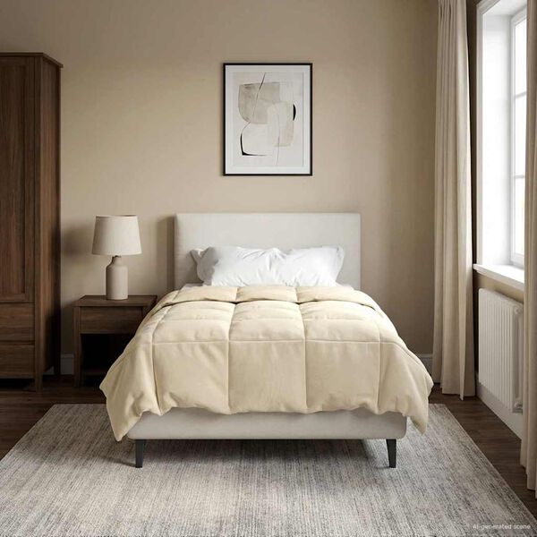 vidaXL Zomer Dekbed Gekwilt Cr&egrave;me 155 x 220 cm Microfiber