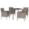 vidaXL 5-delige Tuinset met kussens poly rattan grijs