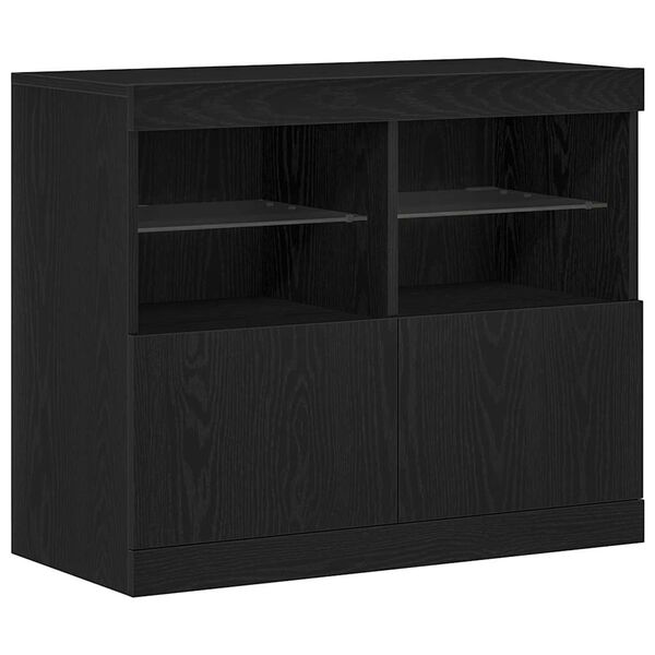 vidaXL LED Sideboard Zwart 81 x 37 x 66,5 cm Bewerkt hout