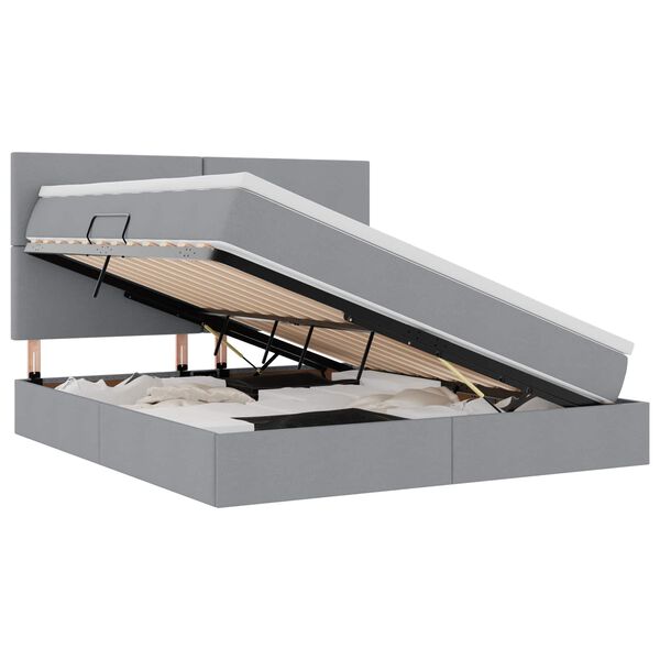 vidaXL Opbergbed met LED met matras Lichtgrijs 180 x 200 cm Polyester