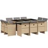 vidaXL 11-delige Tuinset met kussens poly rattan gemengd beige