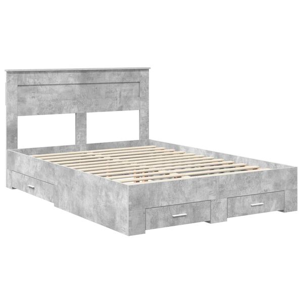 vidaXL Bedframe met hoofdeinde Beton Grijs 160 x 200 cm Bewerkt hout