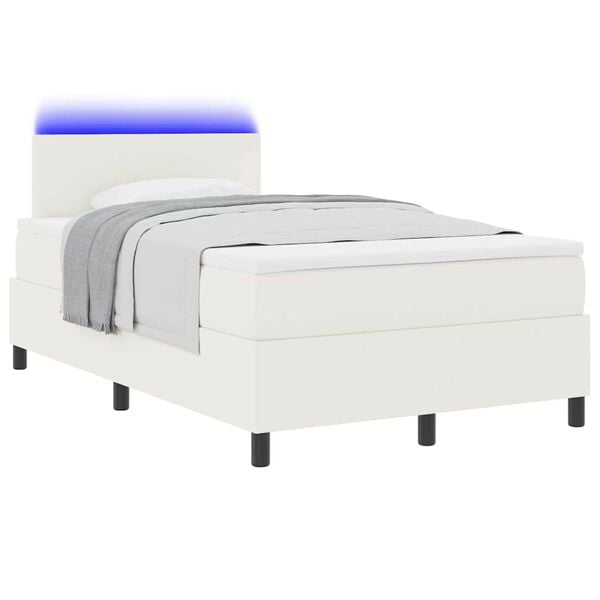 vidaXL Boxspring bed Cr&egrave;me en Wit 193 x 120 x 88 cm Katoenen stof