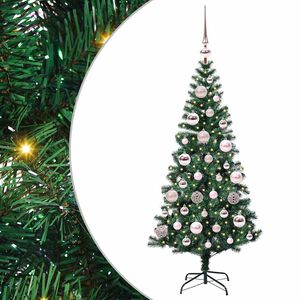 vidaXL Kunstmatig Voorverlicht Kerstboom Groen 120 cm PVC en Metaal