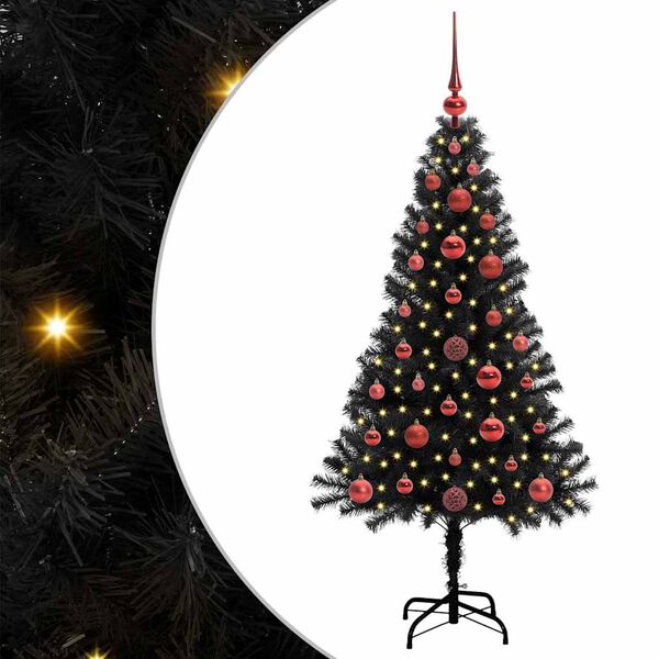 vidaXL Kerstboom met 150 LED met standaard Zwart 120 cm PVC