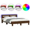 vidaXL Bedframe met hoofdeinde en LED bruin eikenkleur 140x200 cm