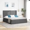vidaXL Opslag bed met matras Donkergrijs 200 x 200 cm Nep Leer